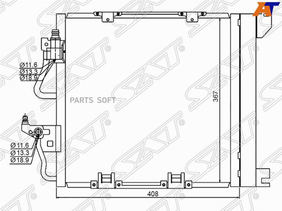 

SAT Радиатор кондиционера OPEL ASTRA H 1.3TD/1.7TD/1.9TD 04-10 // ZAFIRA B 1.7TD 05-