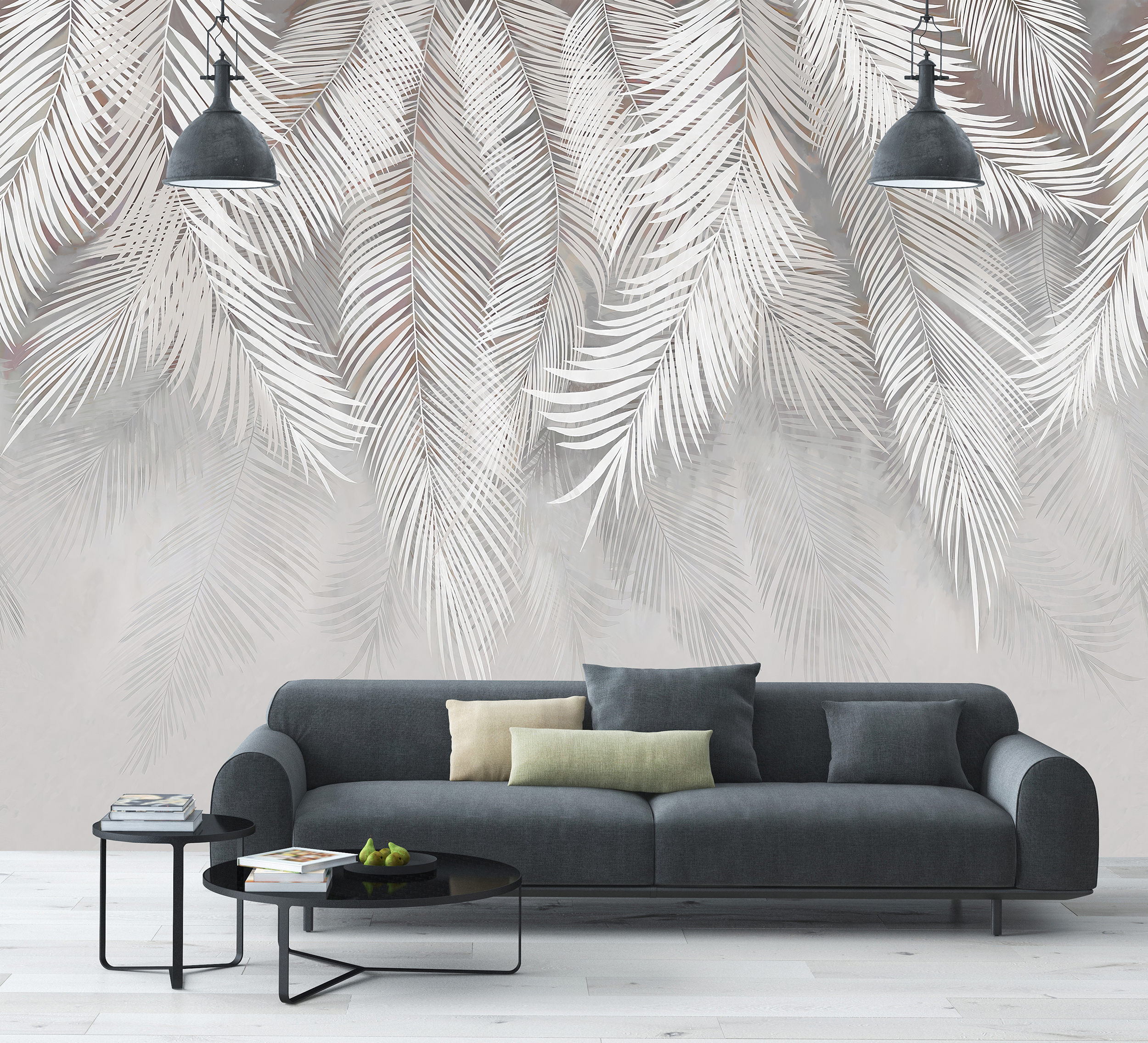 

Фотообои ARTDELUXE TROPIC Пальмовые листья 300х230см, Белый;серый, 300х230