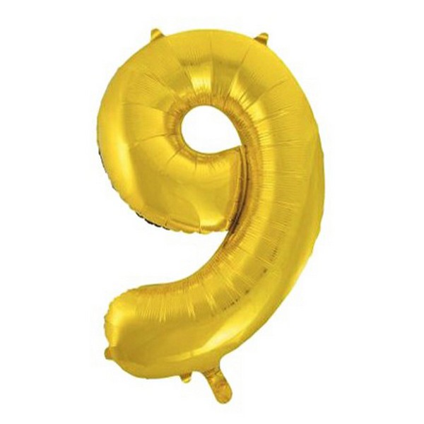 фото Воздушный шар веселая затея цифра 9 gold 14" 35 см
