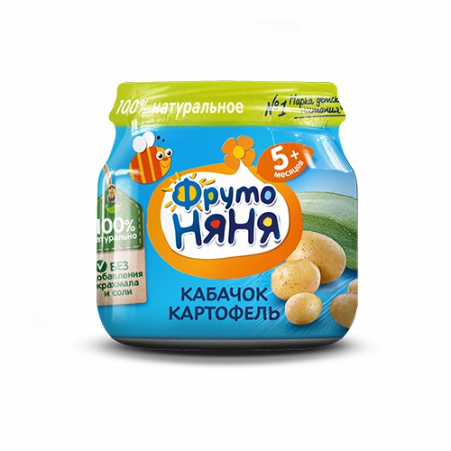

Пюре ФрутоНяня кабачки-картофель с 5 месяцев 80 г, Кабачок картофель