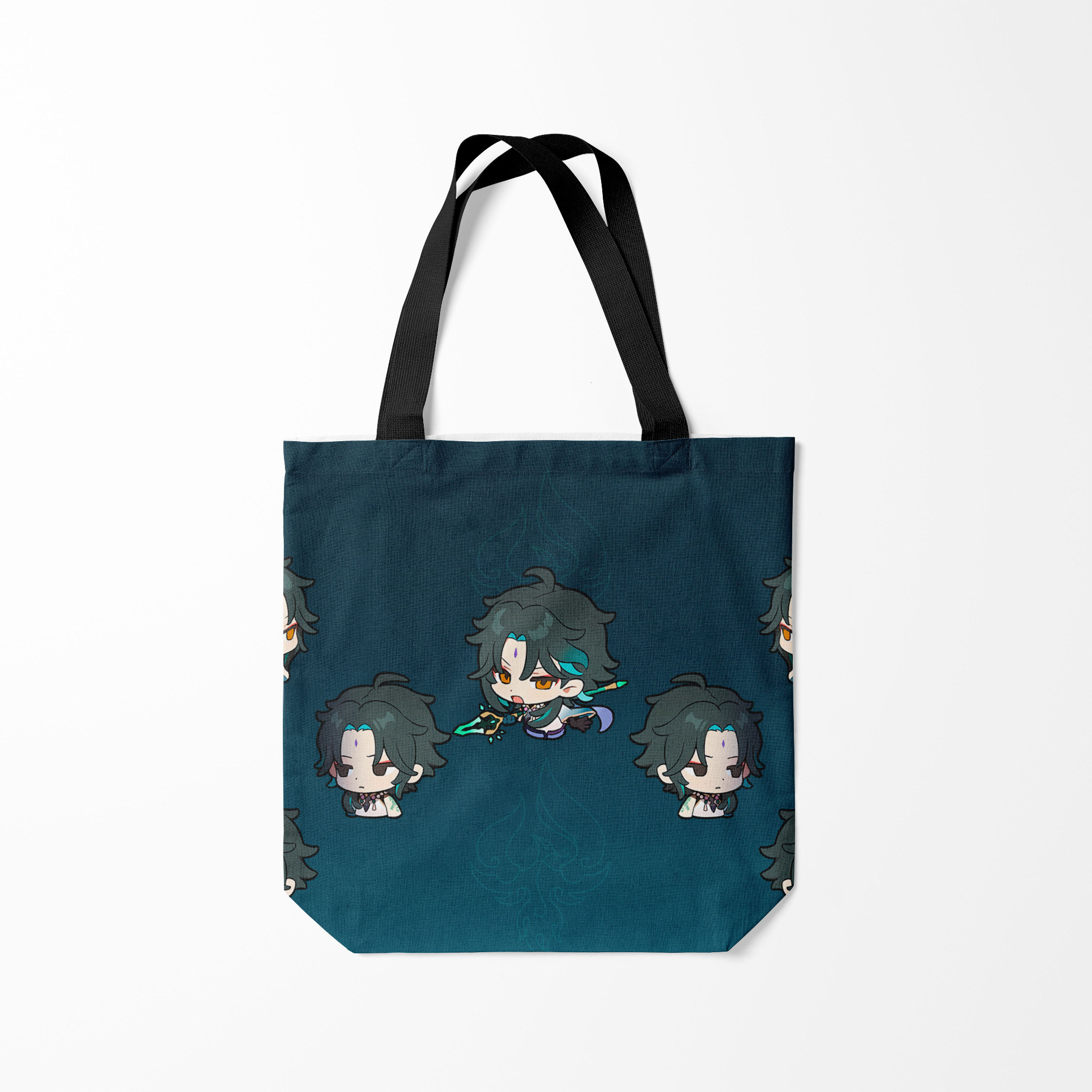 

Сумка шoппер унисекс Burnettie Xiao Chibi Genshin Impact, бирюзовый, Xiao Chibi Genshin Impact