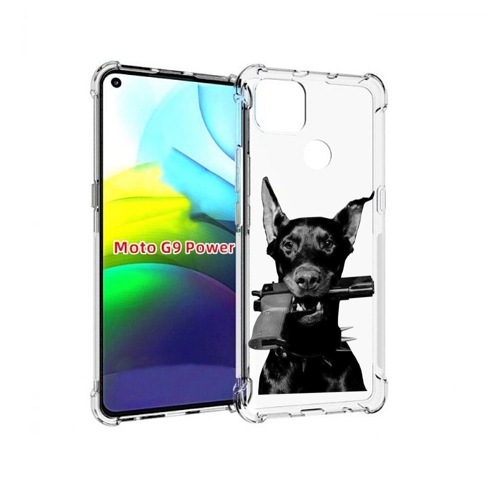 

Чехол MyPads доберман с пистолетом для Motorola Moto G9 Power, Прозрачный, Tocco