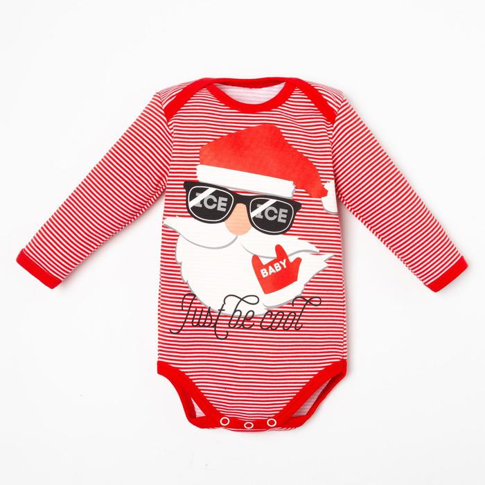 

Боди с длинным рукавом Крошка Я, Be cool, 80-86, красный, Happy winter Крошка Я