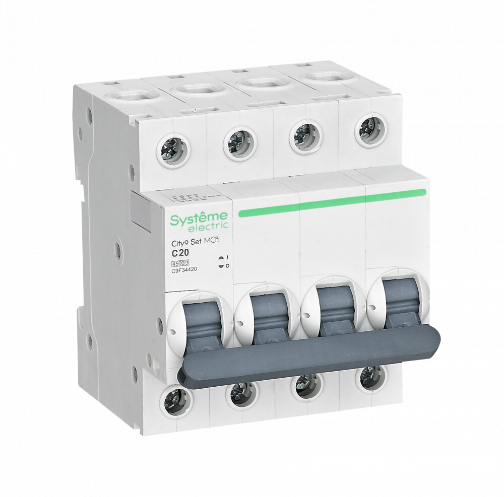

Автоматический выключатель Schneider Electric City9 Set 4Р 20 A, тип С, 4.5 кА, C9F34420, C9F34420