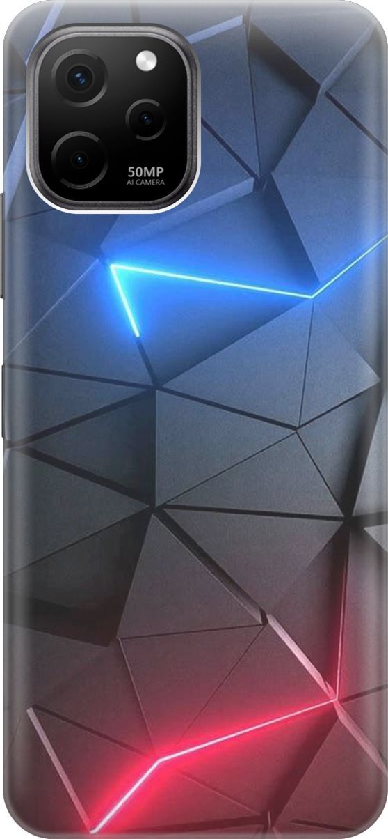 

Силиконовый чехол на Huawei nova Y61 с принтом "Графитовые грани", Серый;синий, 157992