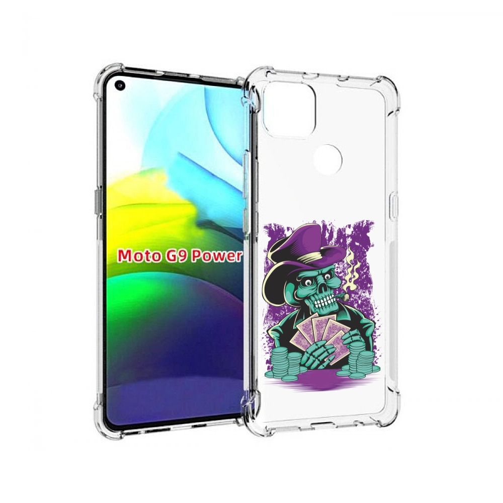 

Чехол MyPads зеленый череп с картами для Motorola Moto G9 Power, Прозрачный, Tocco