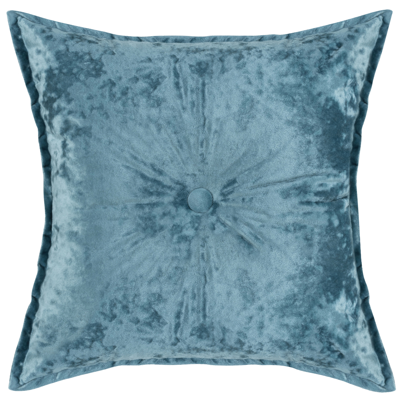 фото Декоративная подушка бархат плюш с пуговицей zengintex, 45х45 см., голубой лед