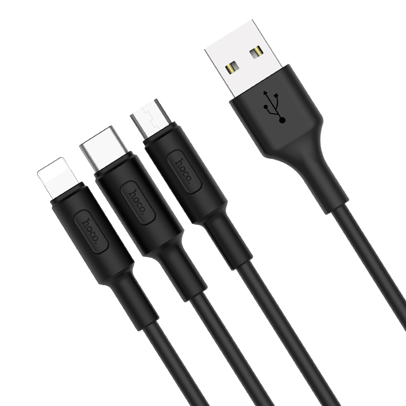 

Кабель Hoco X25 Soarer USB - Type-C / Lightning / Micro USB, 2 А, 1 м, черный, X25 Soarer