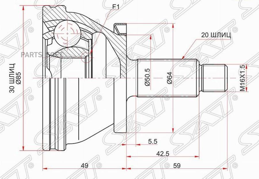 

Шрус Наружный Vag A2 00-05/Fabia 99-08 Sat арт. AD-819