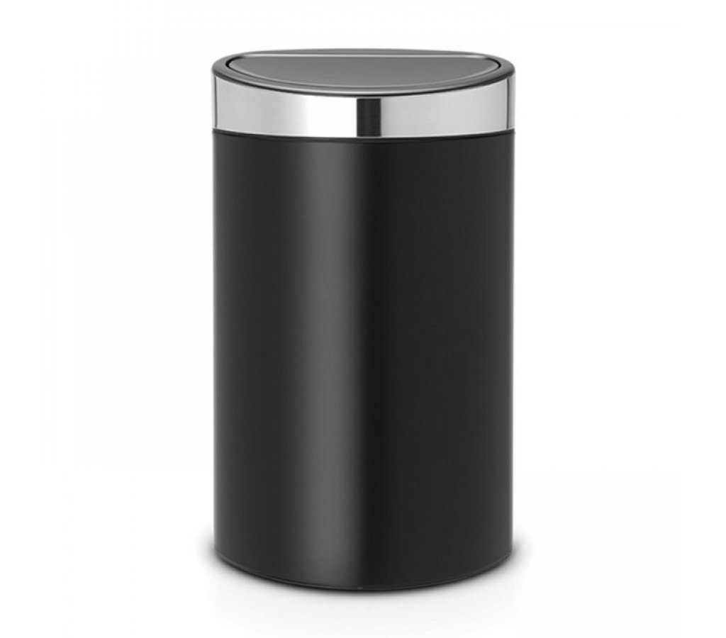 

Мусорный бак Touch Bin New 40 л Черный матовый, крышка стальная матовая Brabantia, 52443-06