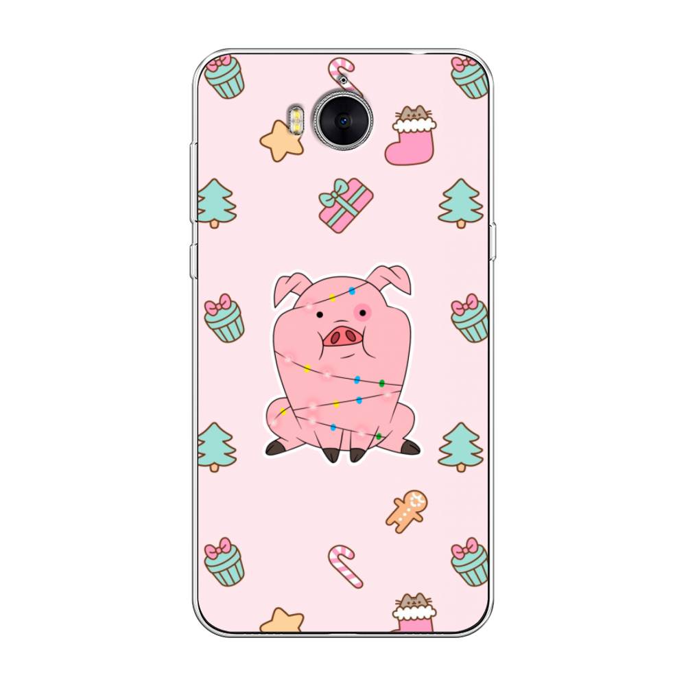 

Чехол на Huawei Y5 2017 "Розовая свинка", Розовый;зеленый, 62550-5