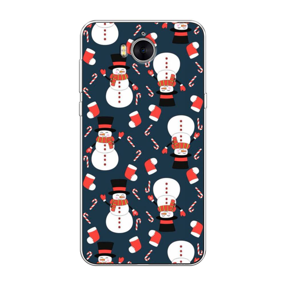 

Чехол на Huawei Y5 2017 "Синие снеговики", Синий;белый;красный, 62550-5