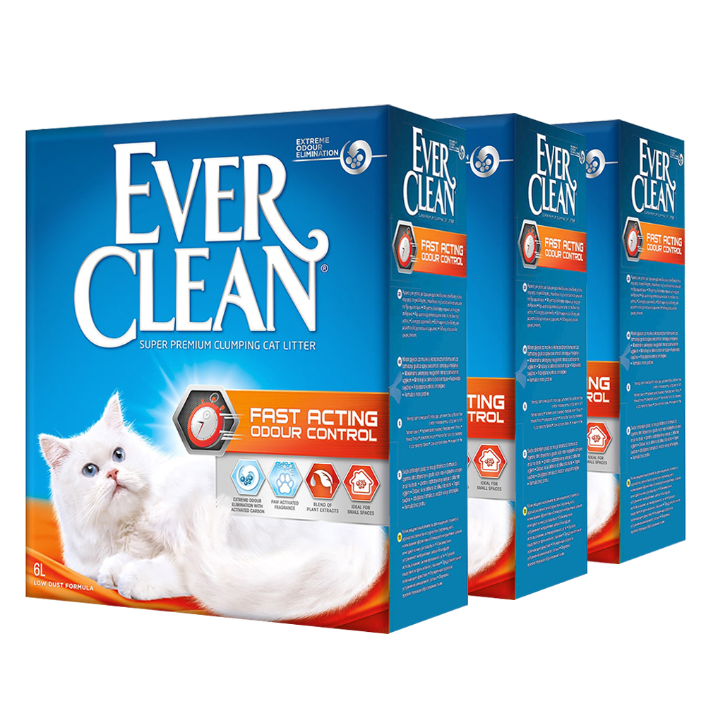 

Комкующийся наполнитель для кошек Ever Clean Fast Acting глиняный, 6 кг, 6 л, 3шт