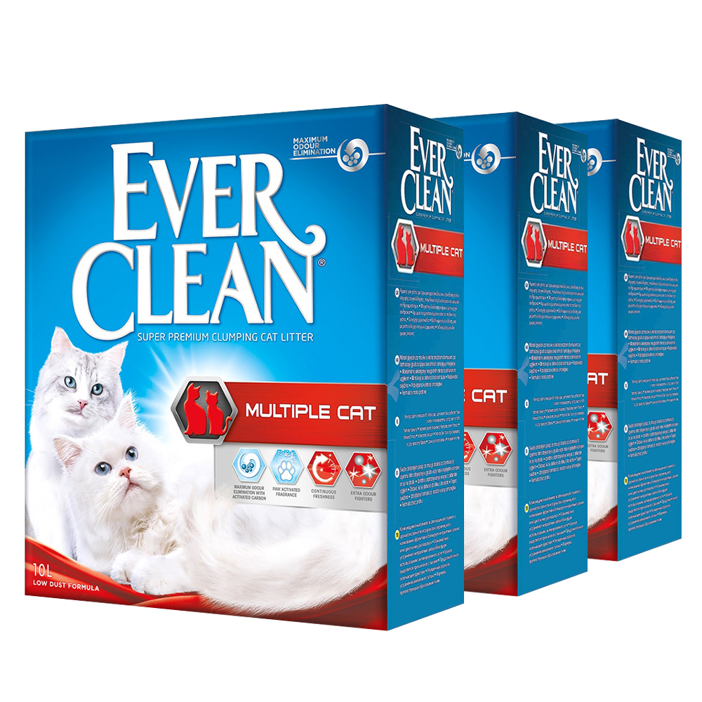 фото Комкующийся наполнитель для кошек ever clean multiple cat глиняный, 10 кг, 10 л, 3шт