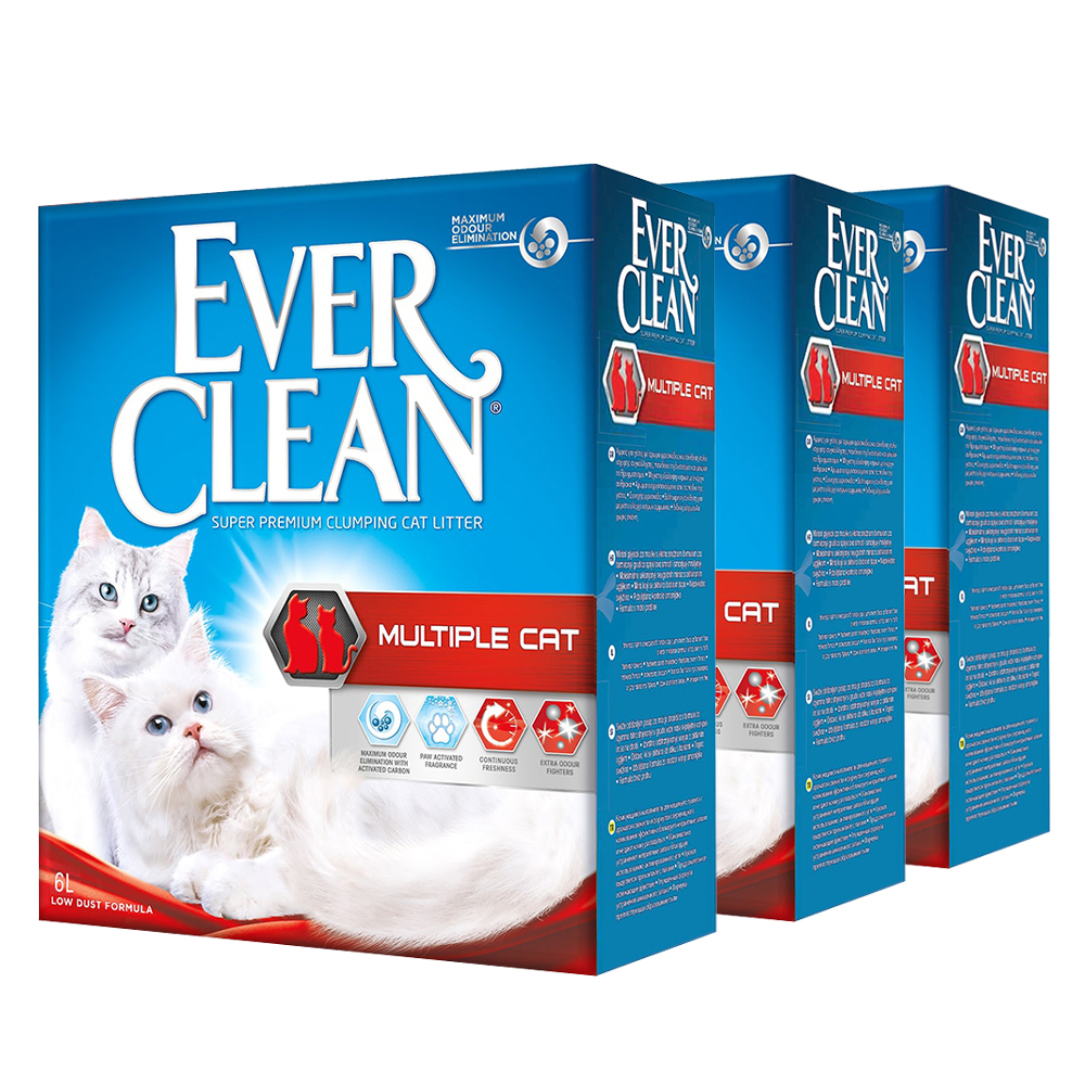 фото Комкующийся наполнитель для кошек ever clean multiple cat глиняный, 6 кг, 6 л, 3шт