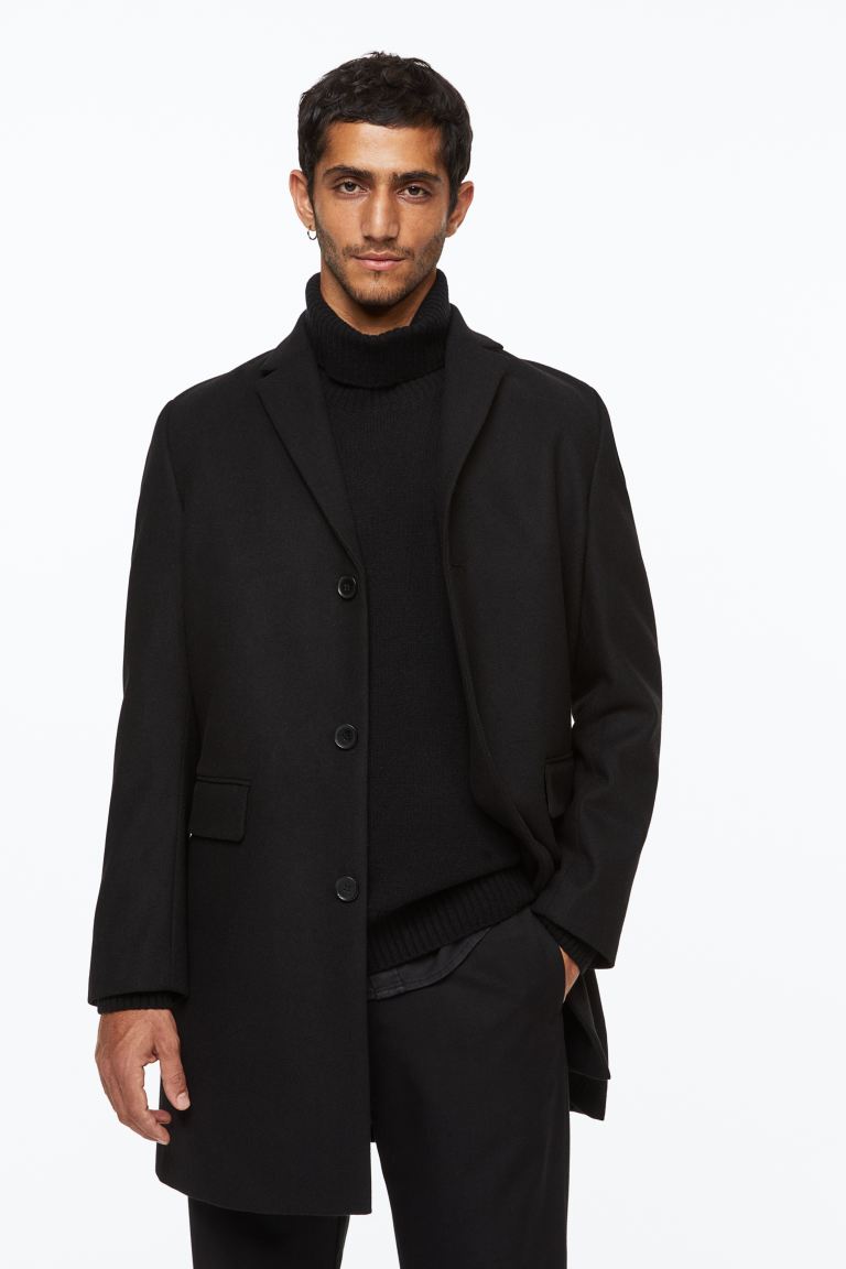 Пальто мужское H&M 1084585004 черное S (доставка из-за рубежа)