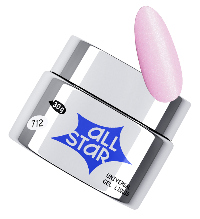 Гель скульптурный низкой вязкости ALL STAR Gloss Pink 712 Розовый с шиммером 30 г