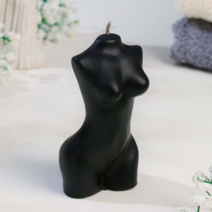 фото Свеча фигурная "силуэт женщины", 10х5 см, черная богатство аромата