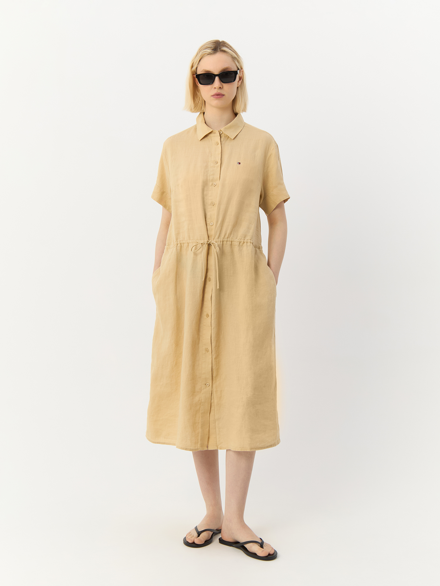 

Платье женское Tommy Hilfiger WW0WW41911ACR бежевое 36 EU, Бежевый, WW0WW41911ACR