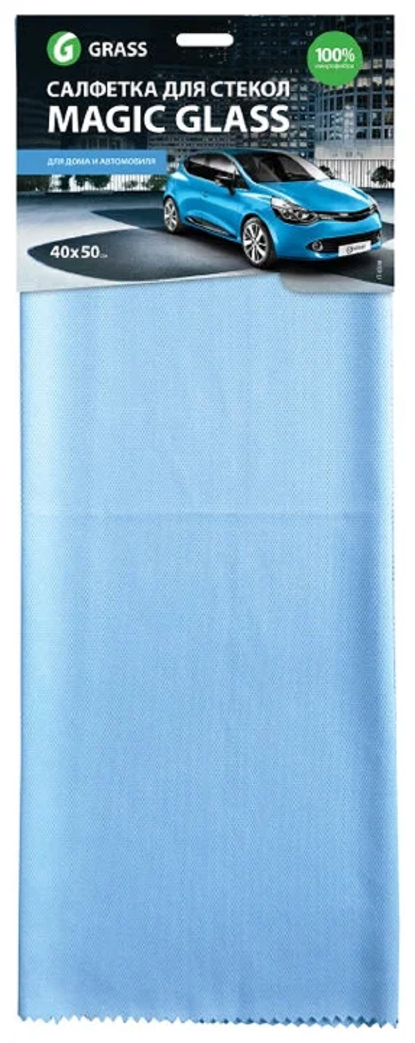 Салфетка для стекол Grass Magic Glass из микрофибры голубая