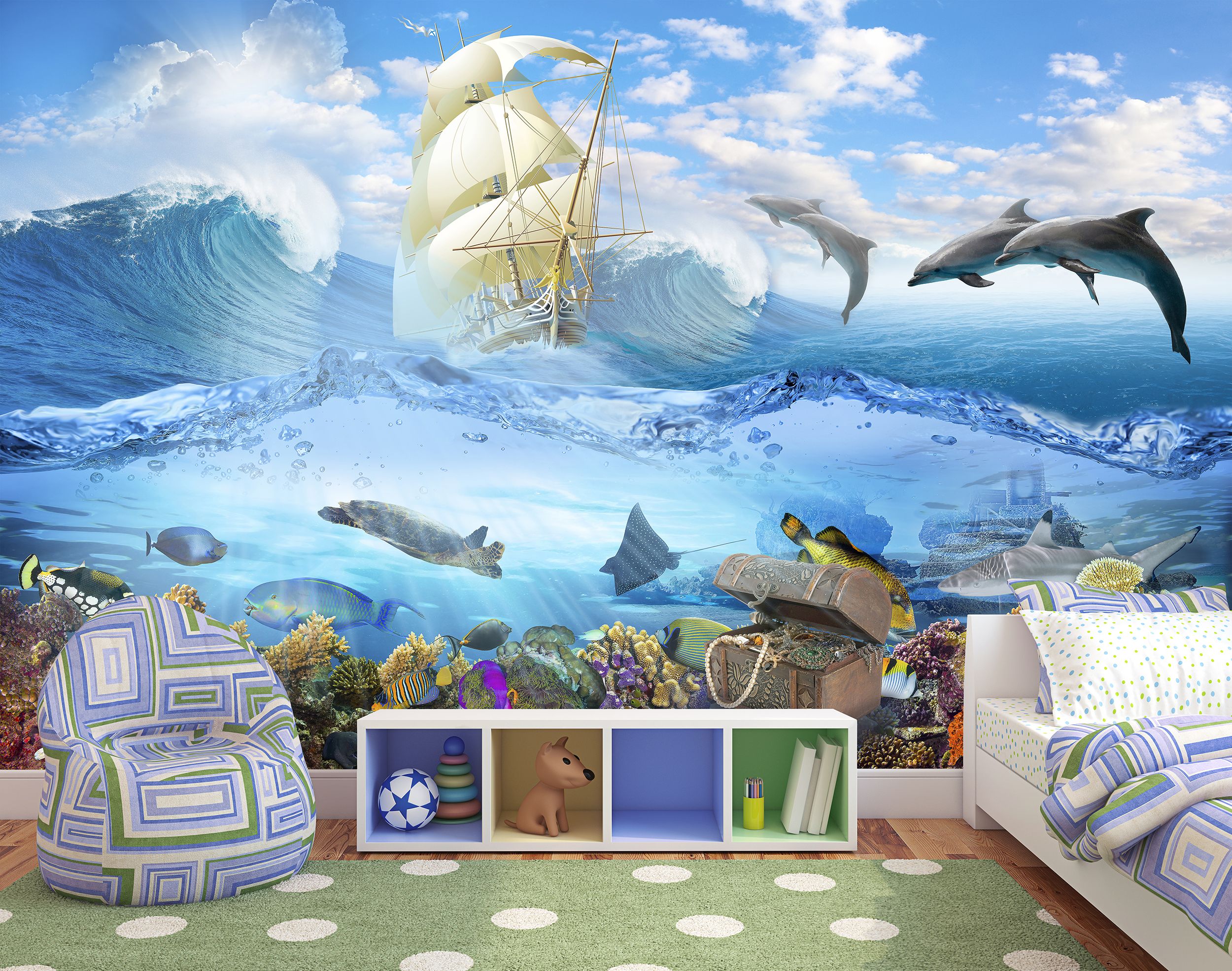 

Фотообои ARTDELUXE KIDS Подводный мир флизелиновые 160х100см, Голубой;синий