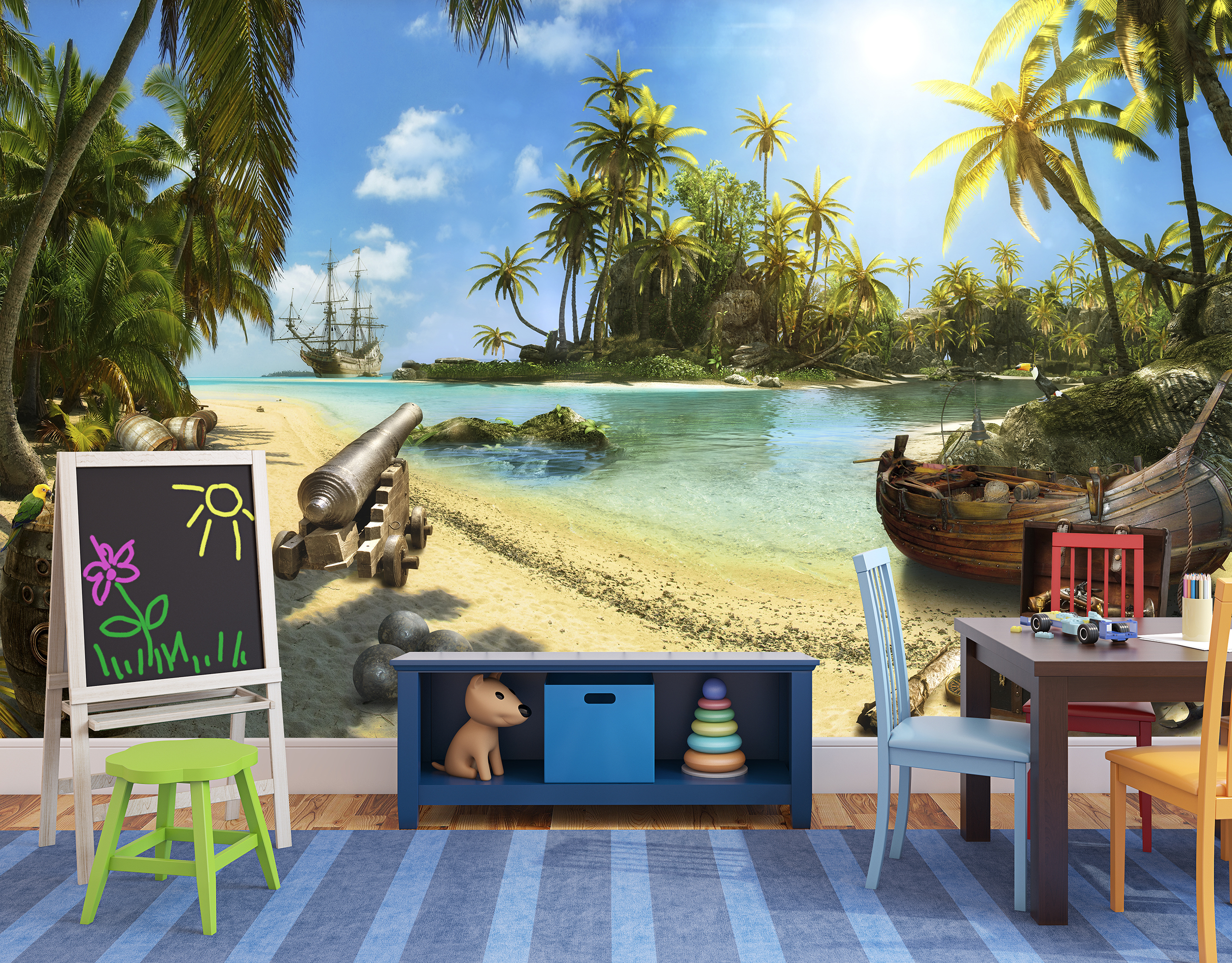 

Фотообои ARTDELUXE KIDS Карибские пираты флизелиновые 400х240см, Голубой;желтый;зеленый, 400х240