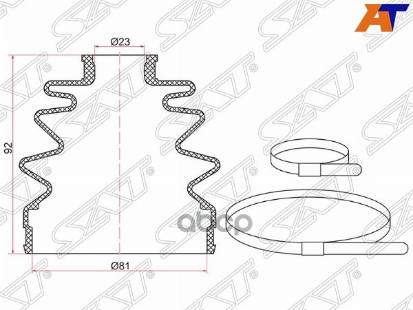 

Пыльник Шруса Ford Focus Ii 04-11/C-Max 03-10 (2 Хомута. Резина) Sat арт. C1130
