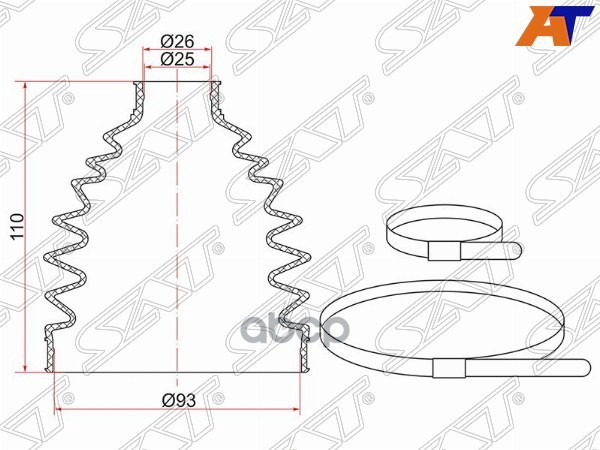 

Пыльник Шруса Наружный Fr (передний) Nissan Almera N16 (2 Хомута. Резина) Sat арт. C-1655