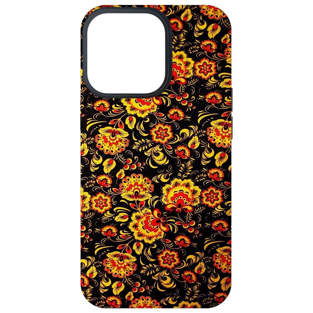 

Чехол-накладка Krutoff Soft Case Хохлома для iPhone 13 Pro, Черный