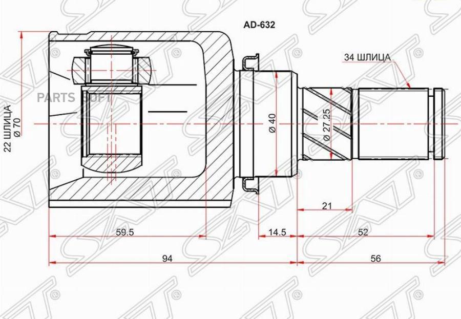 

Шрус Внутренний Lh Ford Focus Iii 1.6/2.0 Powershift Sat FD-632