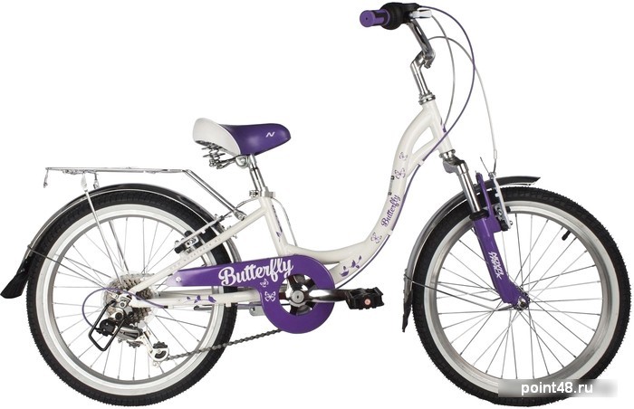фото Детский велосипед novatrack butterfly 6.v 20 2022 20sh6v.butterfly.vl22 (белый/фиолетовый)
