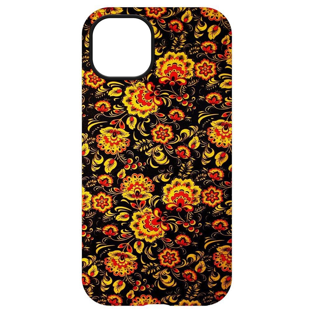 

Чехол-накладка Krutoff Soft Case Хохлома для iPhone 13, Черный