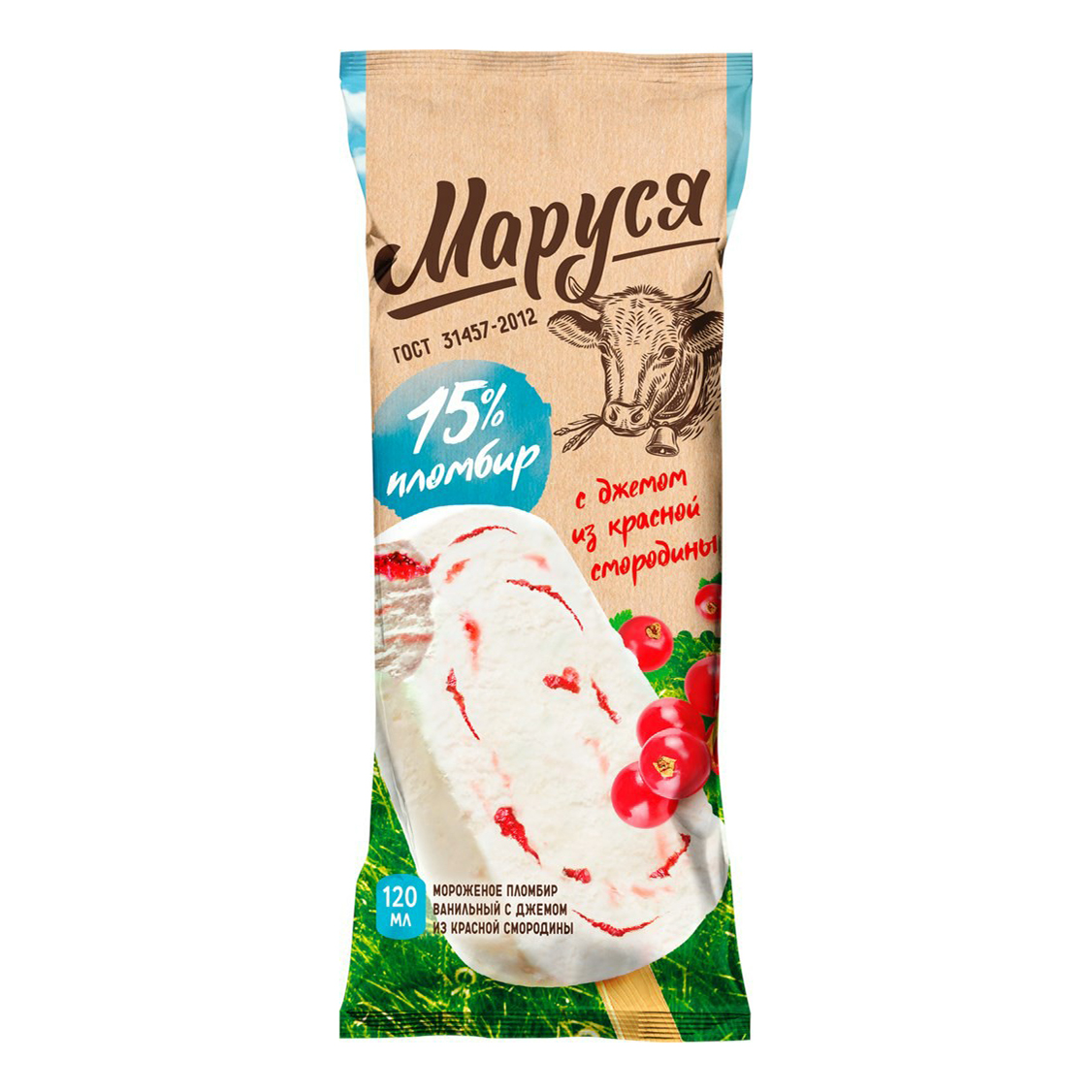 

Мороженое Маруся эскимо с джемом из красной смородины 15% 60 г