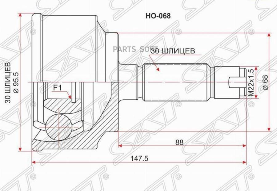

Шрус Наружный Honda Accord Cu2 Ka24a At/08-/Cr-V Rm4 11- Sat HO-068