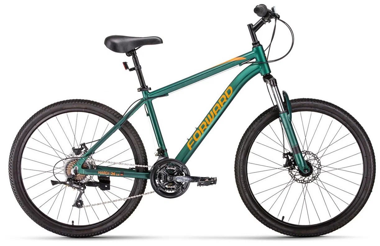 

Велосипед FORWARD Hardi 26 2.0 D FR -17"-22г. (зеленый матовый-оранжевый), Flash