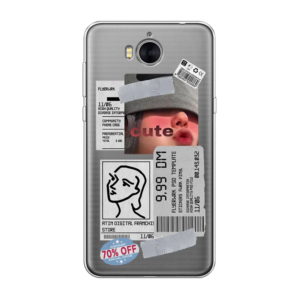 

Чехол на Huawei Y5 2017 "Cute girl collage", Розовый;серый;голубой, 62550-6