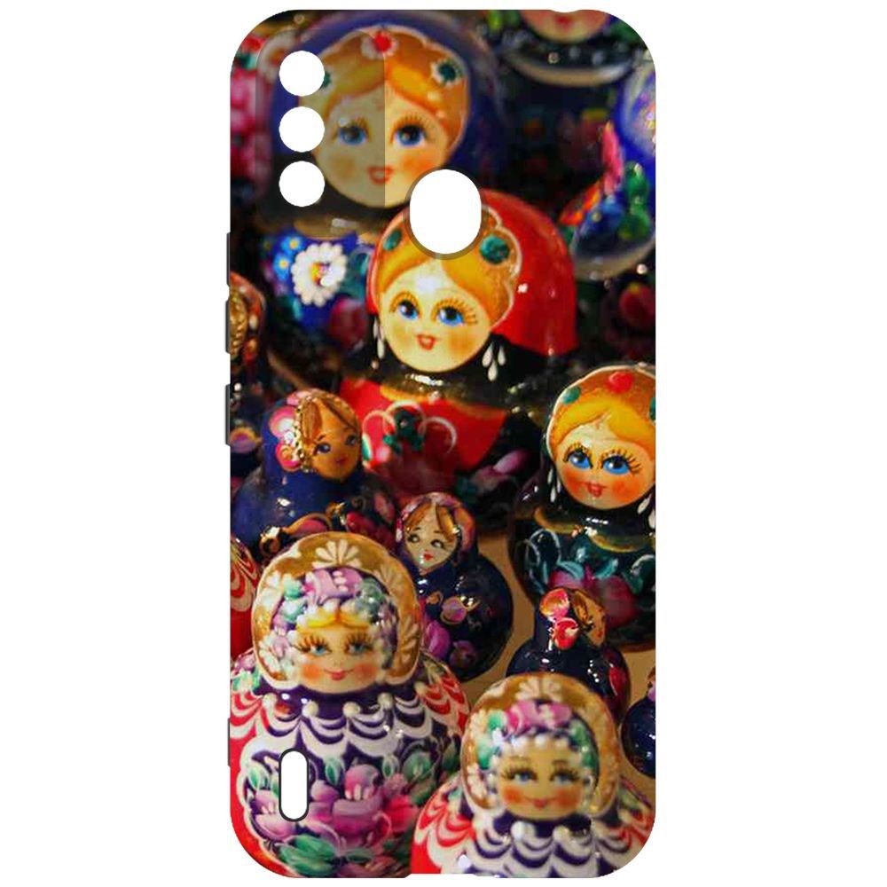 

Чехол-накладка Krutoff Soft Case Матрешка для Itel A48, Черный