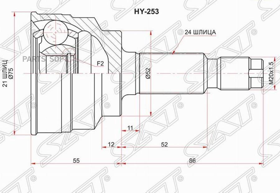 Шрус Наружный Kia Rio 00-05 Sat HY-253