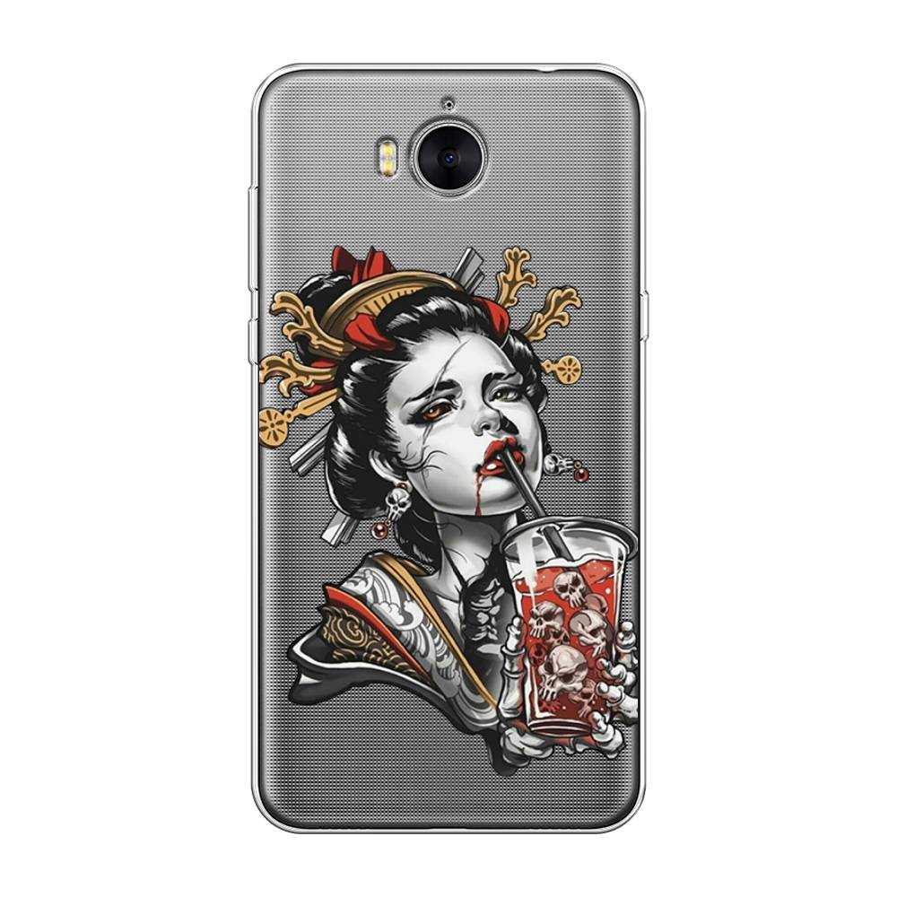 

Чехол на Huawei Y5 2017 "Опасная гейша", Красный;черный;серый, 62550-4