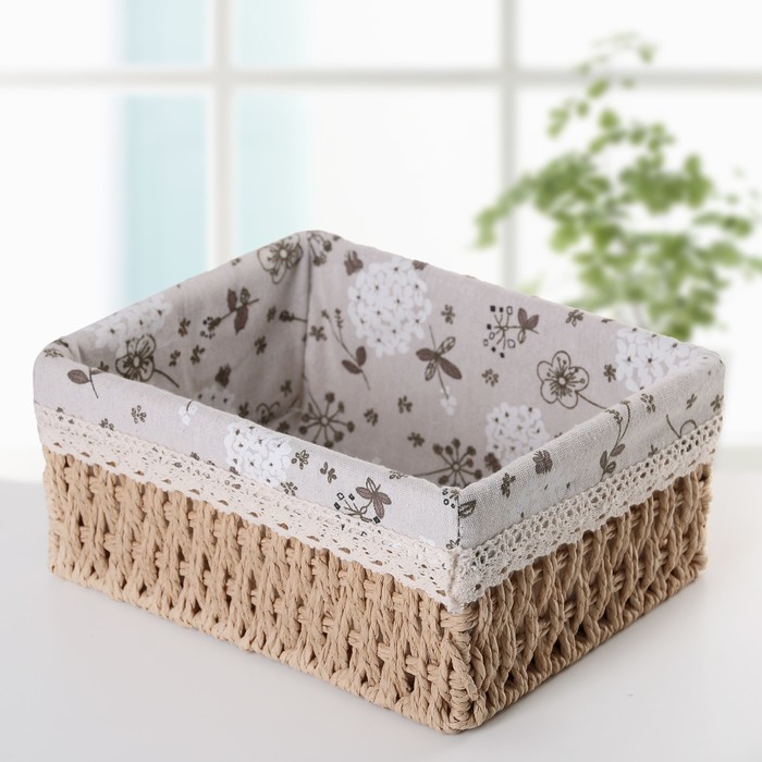 

Доляна плетеная, "Полянка", 26х20х12 см, бежевая