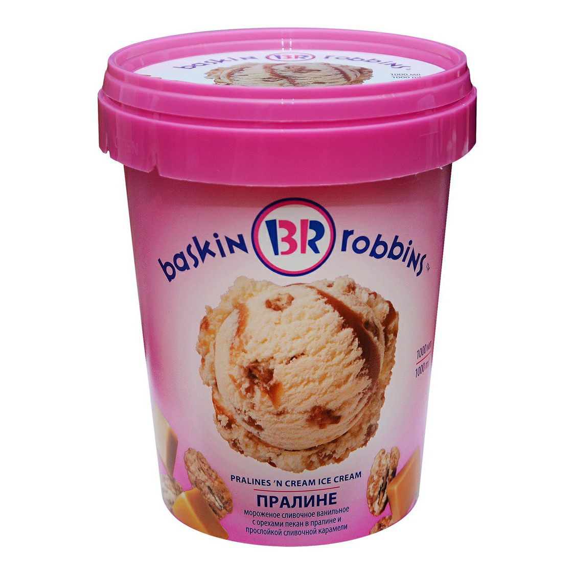 Мороженое пломбир baskin Robbins пралине ведерко, 1л БЗМЖ