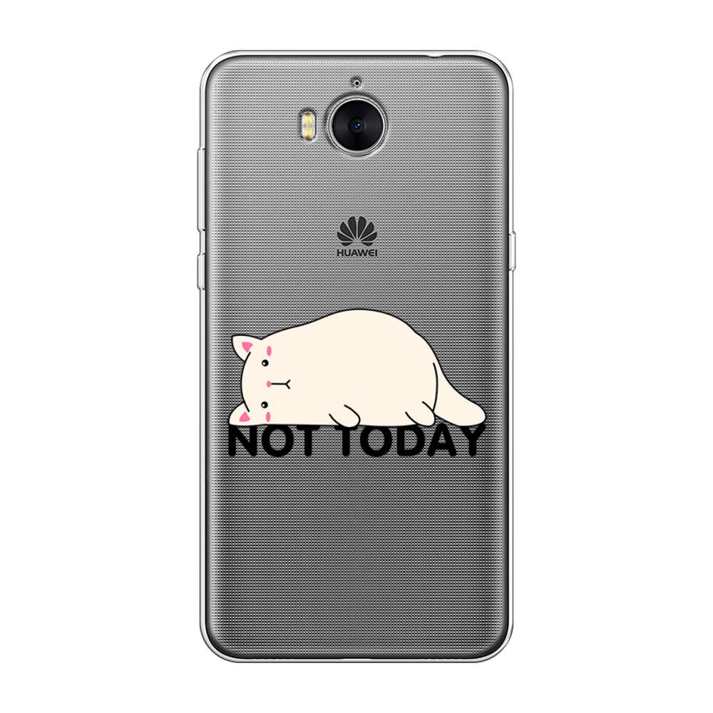 

Чехол на Huawei Y5 2017 "Cat not today", Белый;розовый;черный, 62550-1