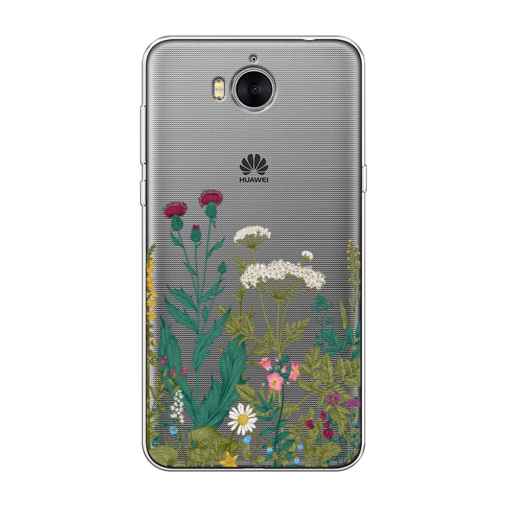 

Чехол на Huawei Y5 2017 "Дикие полевые цветы", Зеленый;розовый;белый, 62550-2