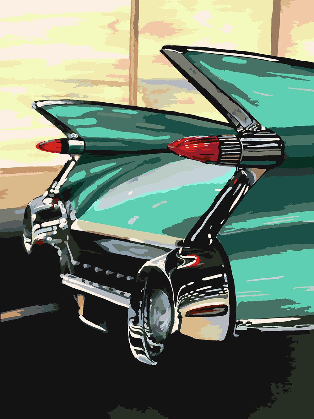 

Картина по номерам Красиво Красим Cadillac Tail Fins в цвете, 90 х 120 см, Cadillac Tail Fins в цвете