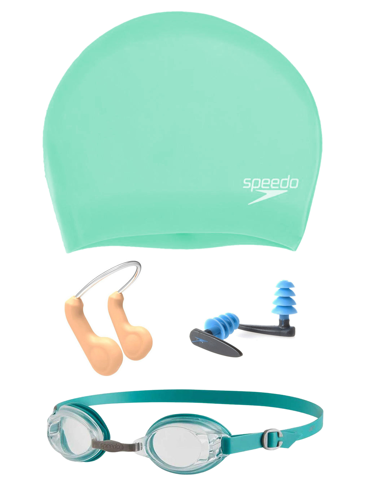 

Очки для плавания Speedo Jet + шапочка Long Hair Cap + зажим для носа + беруши в комплекте, Jet, Long Hair Cap, Comp Nose Clip, Biofuse Aquatic Earplug