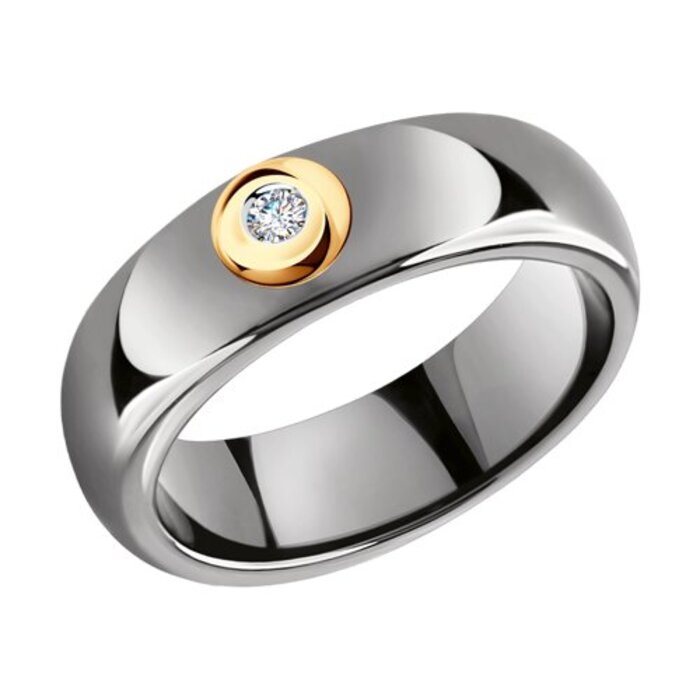

Кольцо из золота и керамики р. 16,5 SOKOLOV Diamonds 6015077, бриллиант, 6015077