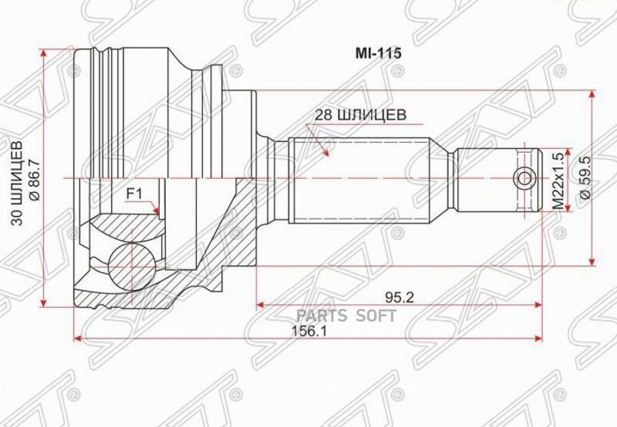 

Шрус Наружный Mitsubishi Lancer X 4a91 07- Sat арт. MI-115