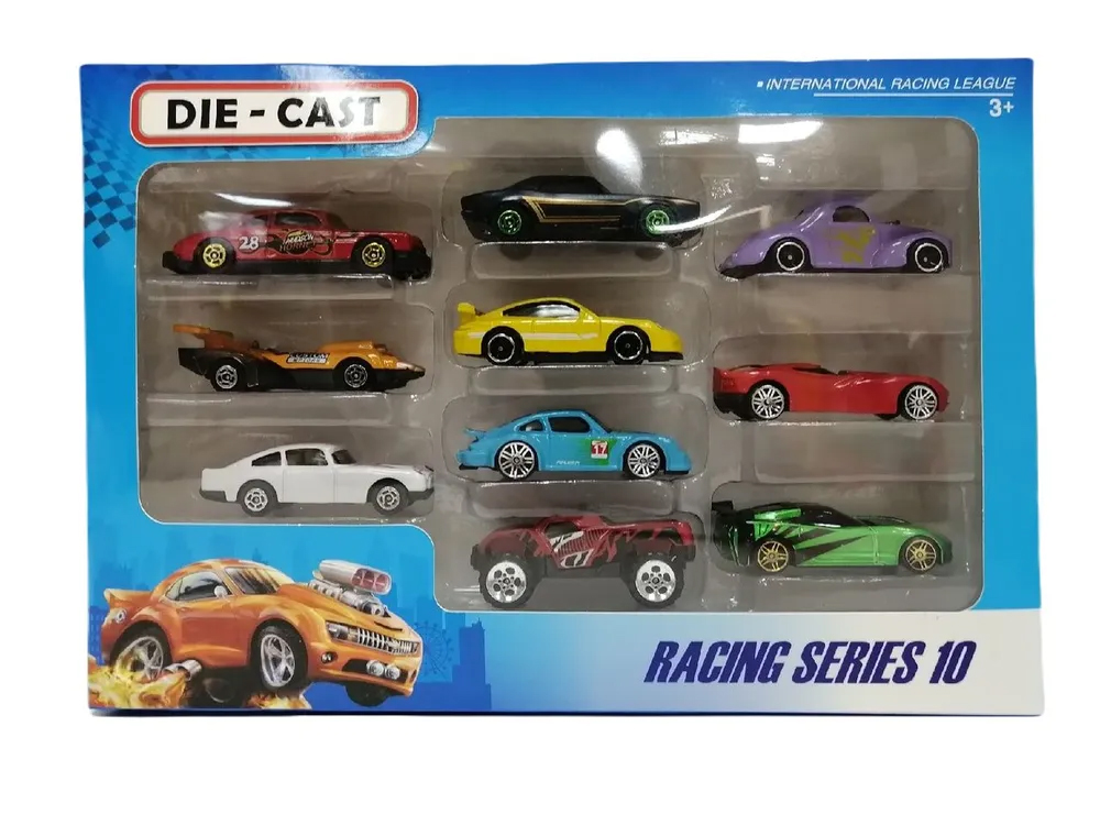 

Набор металлических машинок DIE-CAST 10 шт (не оригинал), Красный;зеленый;синий;белый;черный, RA032406680400