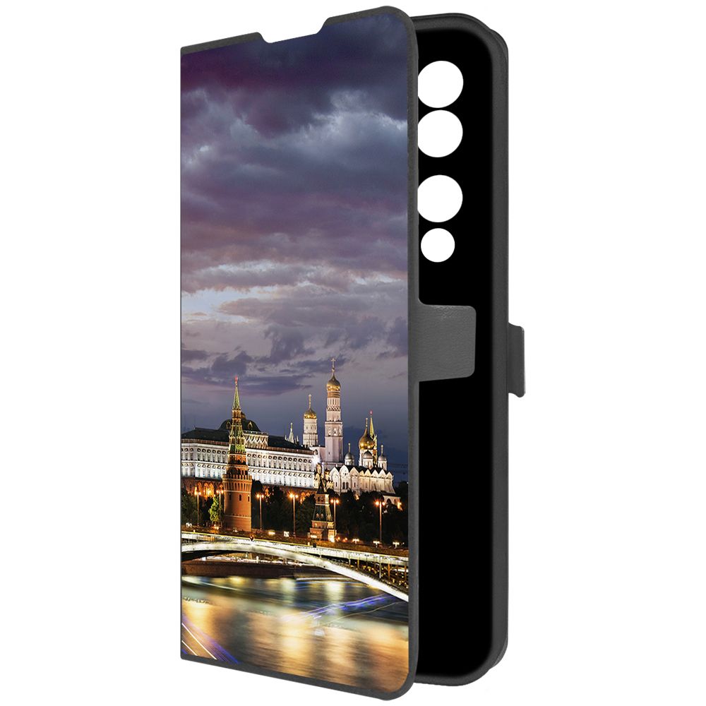 

Чехол-книжка Krutoff Eco Book для Honor 90 Россия, Московский Кремль (черный)