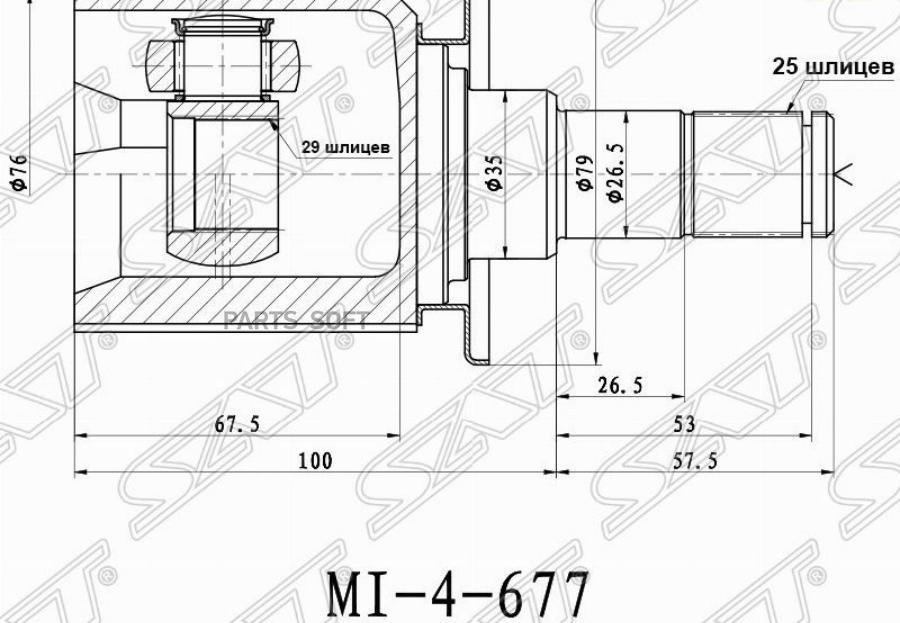 

Шрус Внутренний Rr (задний) Mitsubishi Outlander Cu 02-06 Sat арт. MI-677